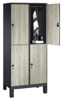 Evolo locker with 2 tiers on feet 150 mm high, 2 compart., 4 doors, 400 mm compart. width, outside d