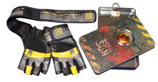 MADMAX Signature Gloves for fitness, Men's, Dark grey / Black / yellow, S