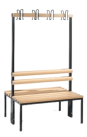 Double-sided bench with coat rack, width 1000 mm