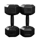 Black Full Rubber Hex. Dumbbell w/ ergo handle, pairs