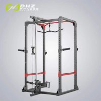 DHZ Fitness HOME Combined Squat Rack frame pearlblack, green with cable pull DHZ Fitness HOME Combined Squat Rack frame pearlblack, green with cable pull
